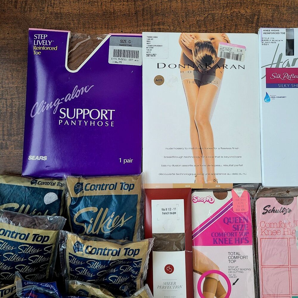 Lot of 26 Vintage Hosiery Nylons Pantyhose Thigh Knee High Mixed Brands & Sizes - Picture 3 of 11
